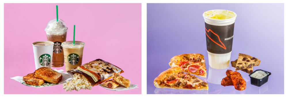 What 2,000 calories looks like from Starbucks and Pizza Hut. Image from The Upshot.